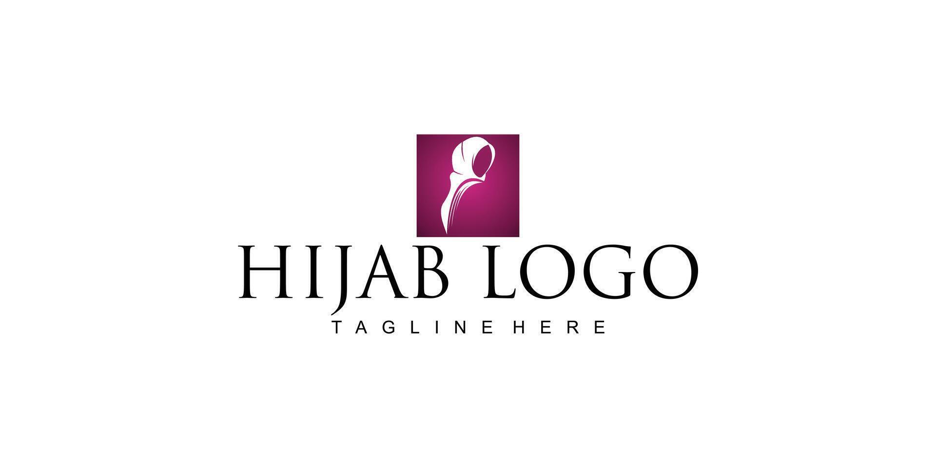 Moslem hijab logo design with modern style premium vector