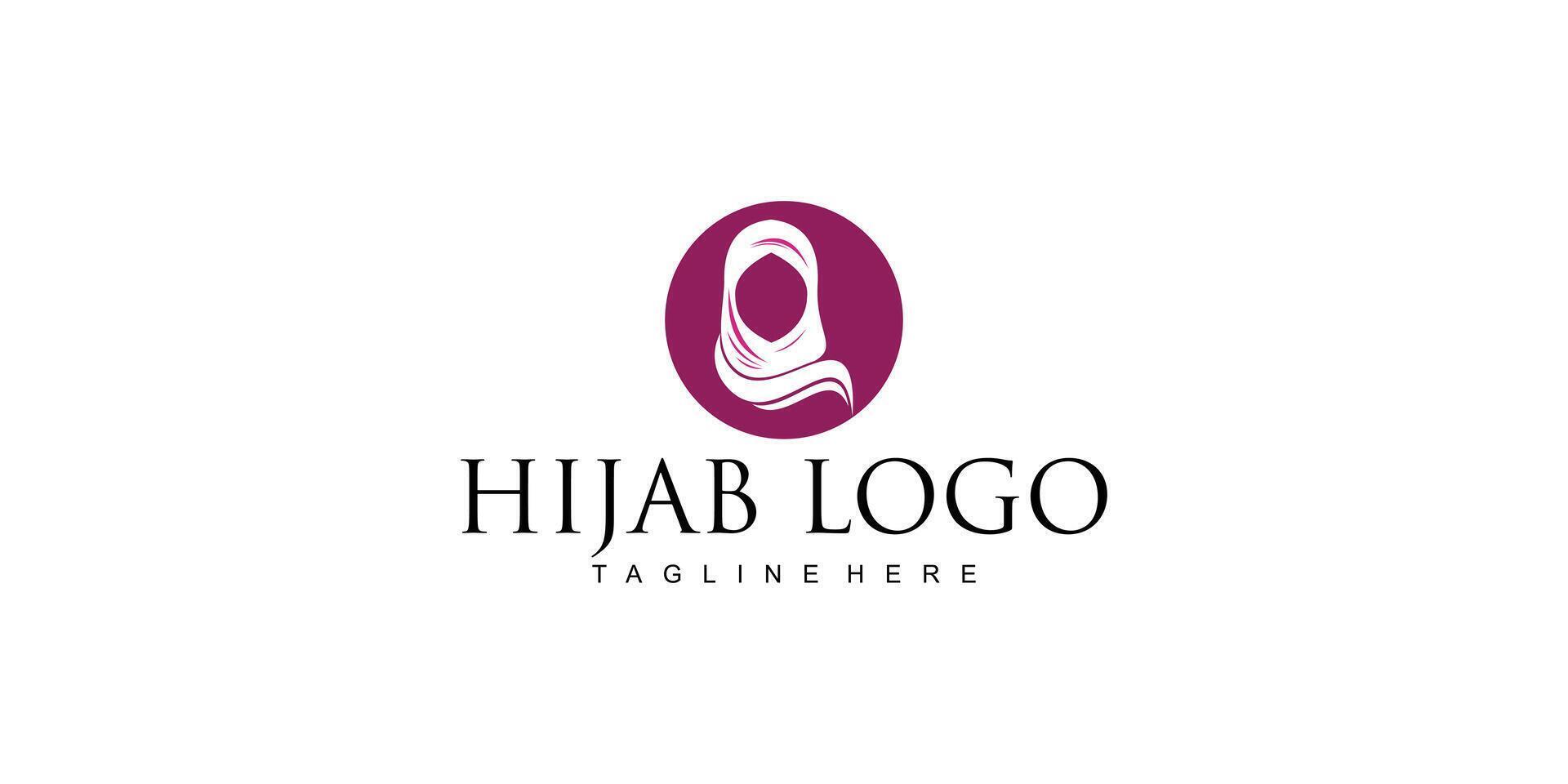 Moslem hijab logo design with modern style premium vector