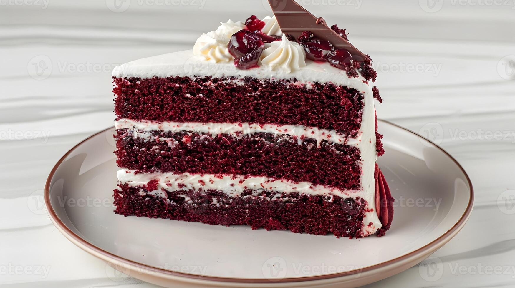 Delectable Red Velvet Cake A Tempting Closeup Indulgence photo