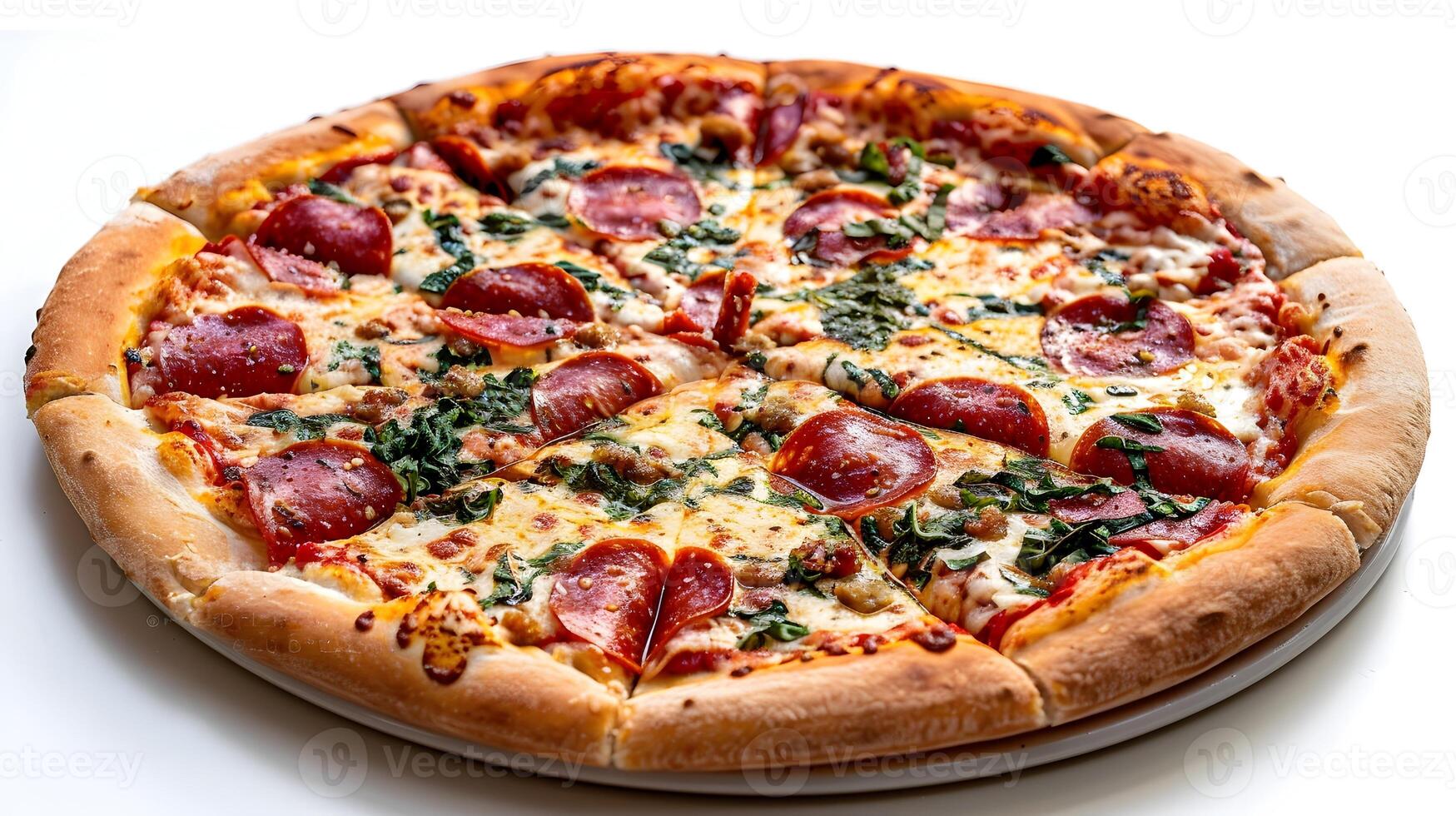 Precision Photography Capturing the Irresistible Allure of a Pizza Isolated on White photo