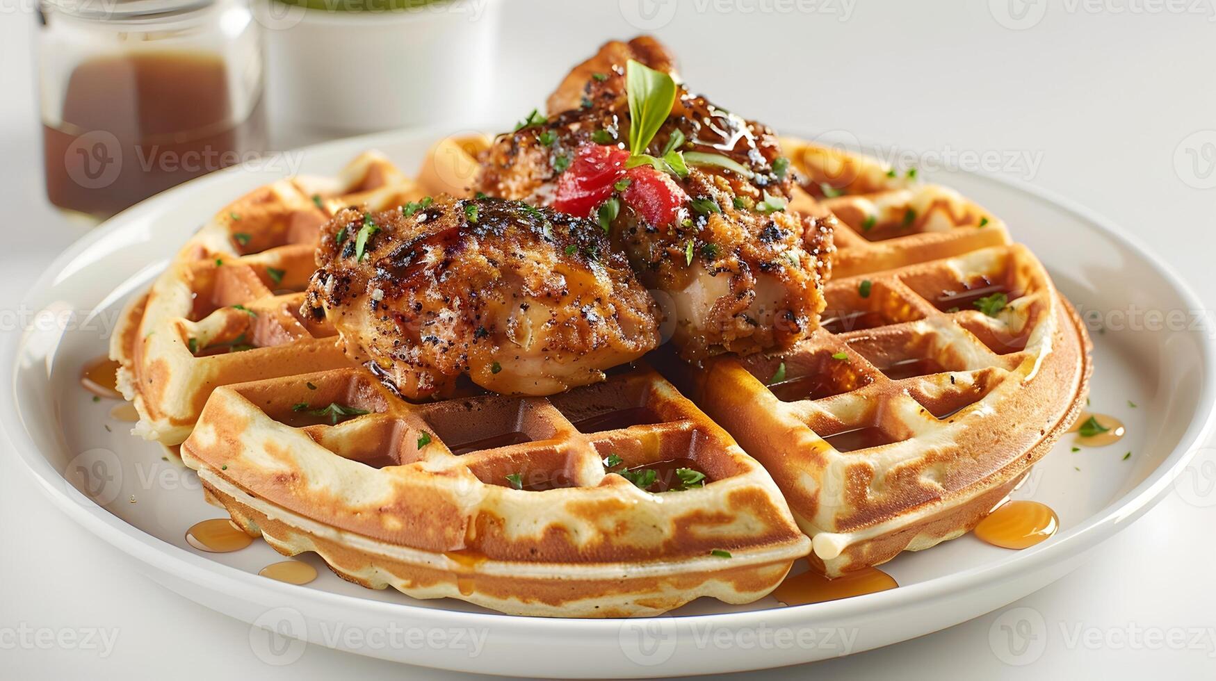 Savor the Southern Delight A Photo of Crispy Chicken and Fluffy Waffles