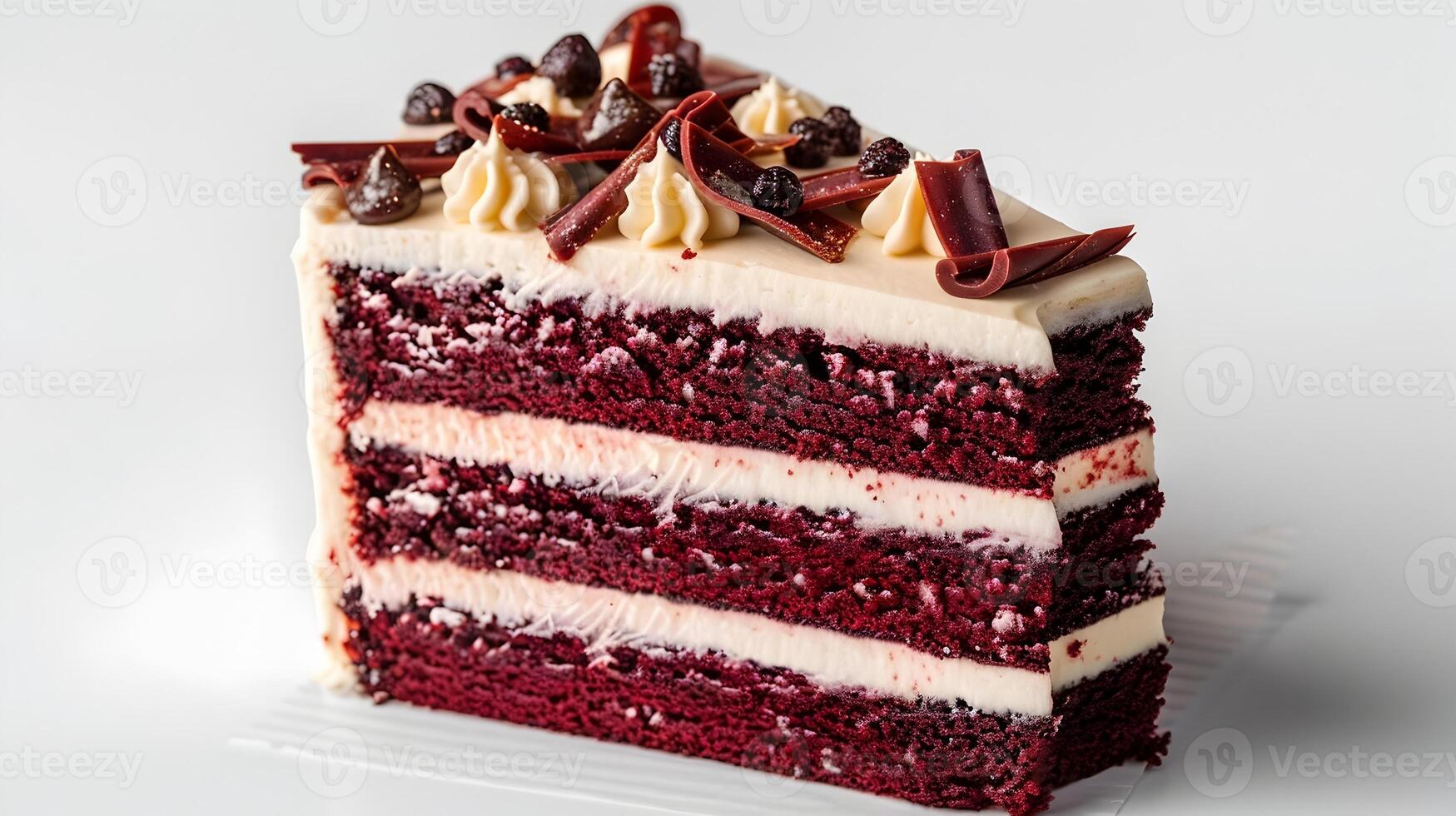 Tempting Red Velvet Cake A Closeup Indulgence in Delectable Layers and Succulent Frosting photo