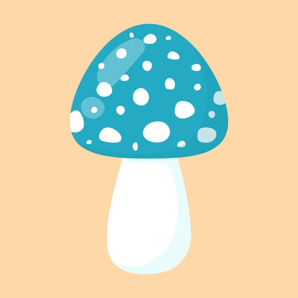 Blue fly agaric. Poisonous mushroom. illustration in flat style vector