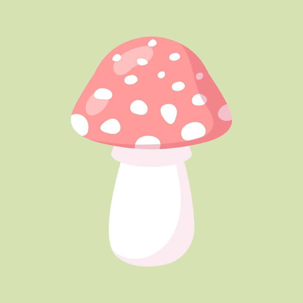 Pink fly agaric. Poisonous mushroom. illustration in flat style vector