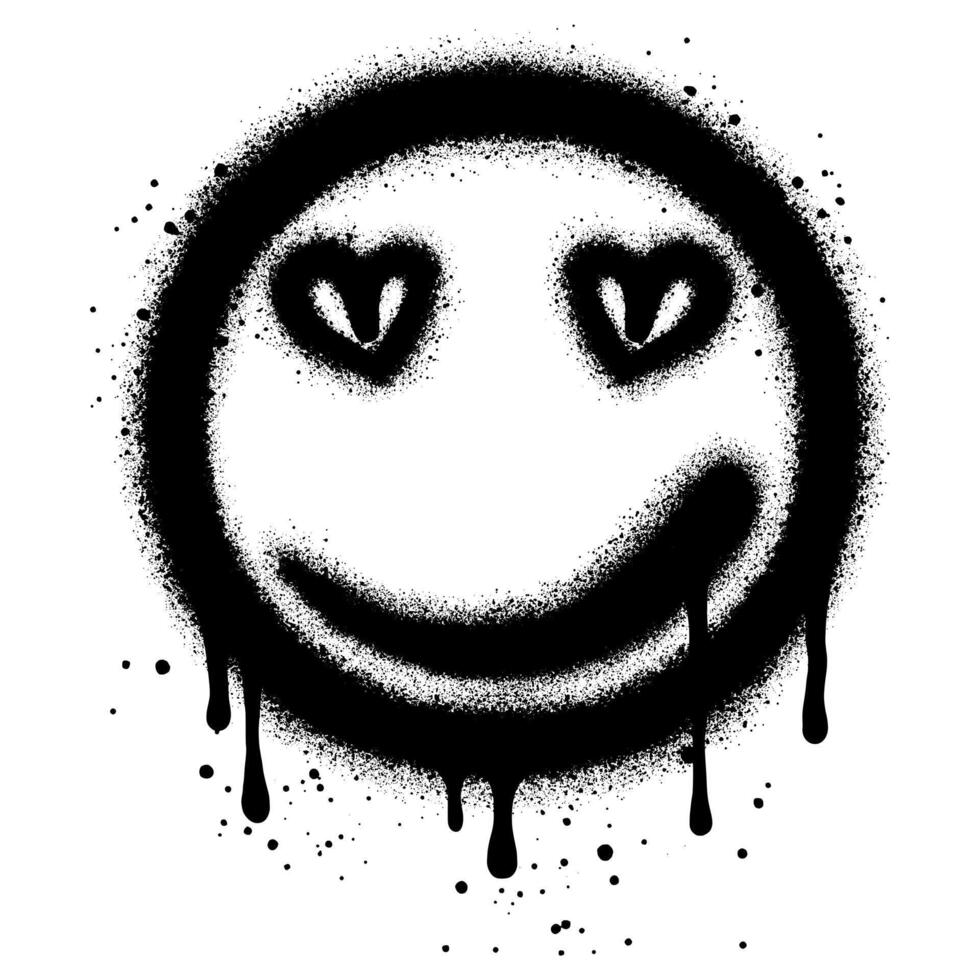Spray Painted Graffiti hearts eyes emoticon Sprayed isolated with a white background. vector