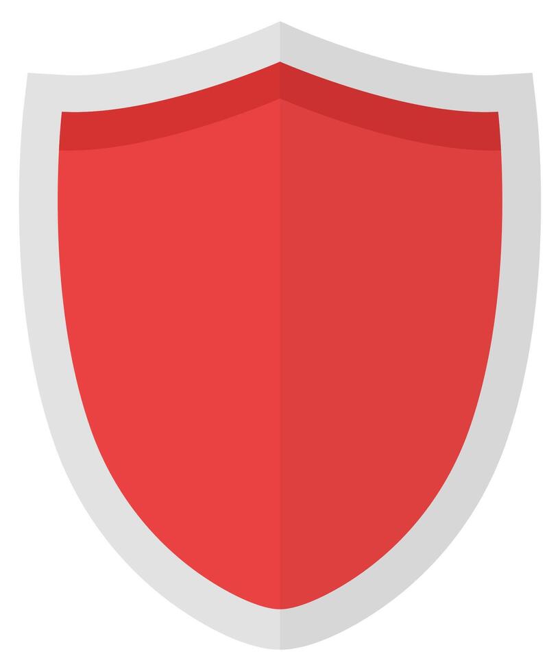 Flat illustration of red shield isolated on white background. vector