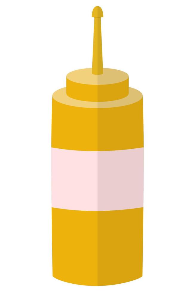 Mustard sauce bottle flat icon isolated on white background vector