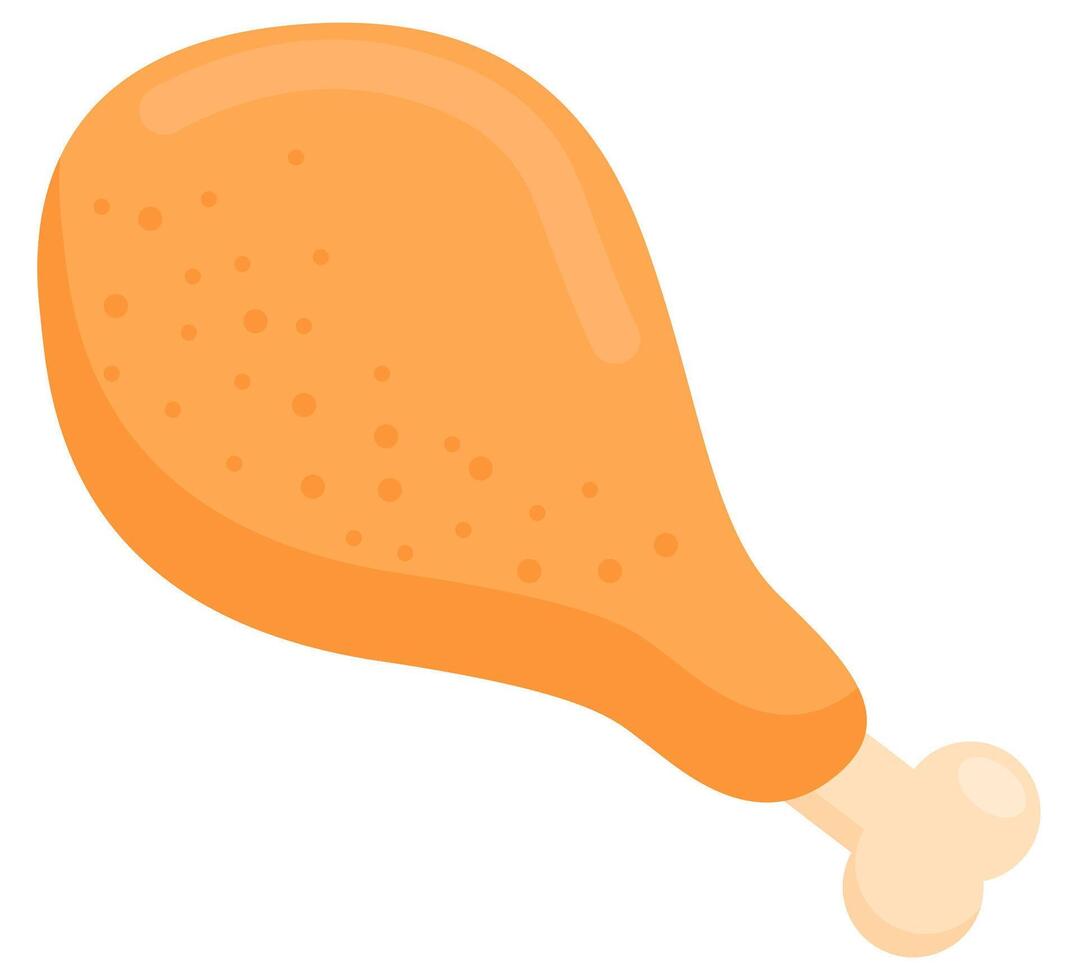 Fried chicken leg flat illustration isolated on white background. vector