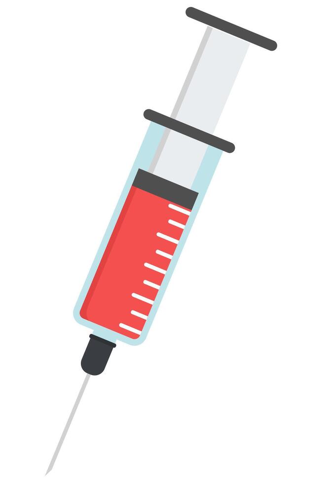 flat cartoon illustration of syringe isolated on white background. vector