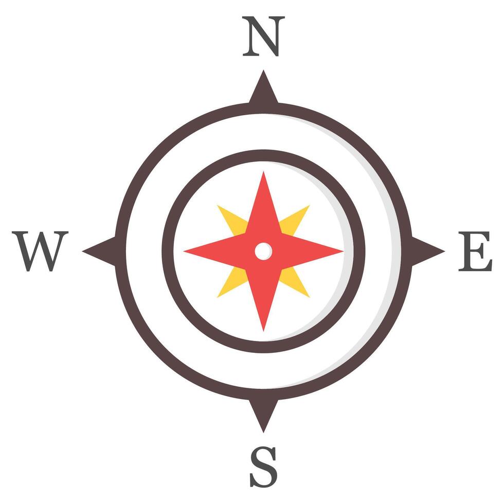 Compass flat icon isolated on background. vector