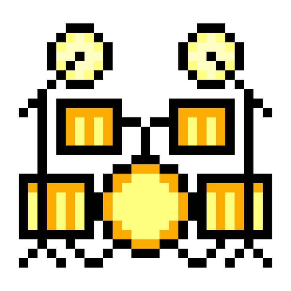 Drum set in pixel art style vector
