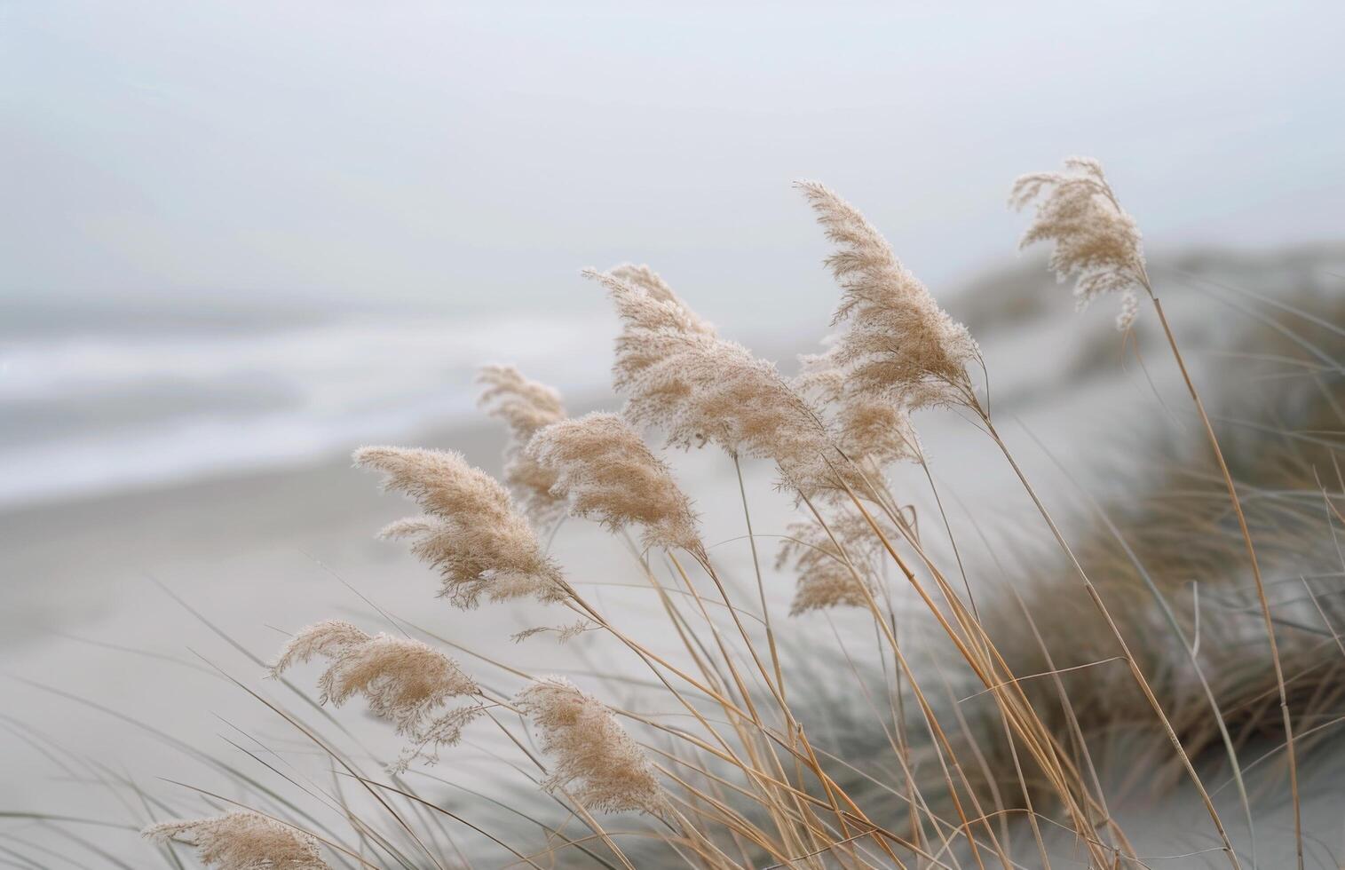 Tall Grass Swaying in the Coastal Wind on a Cloudy Day photo