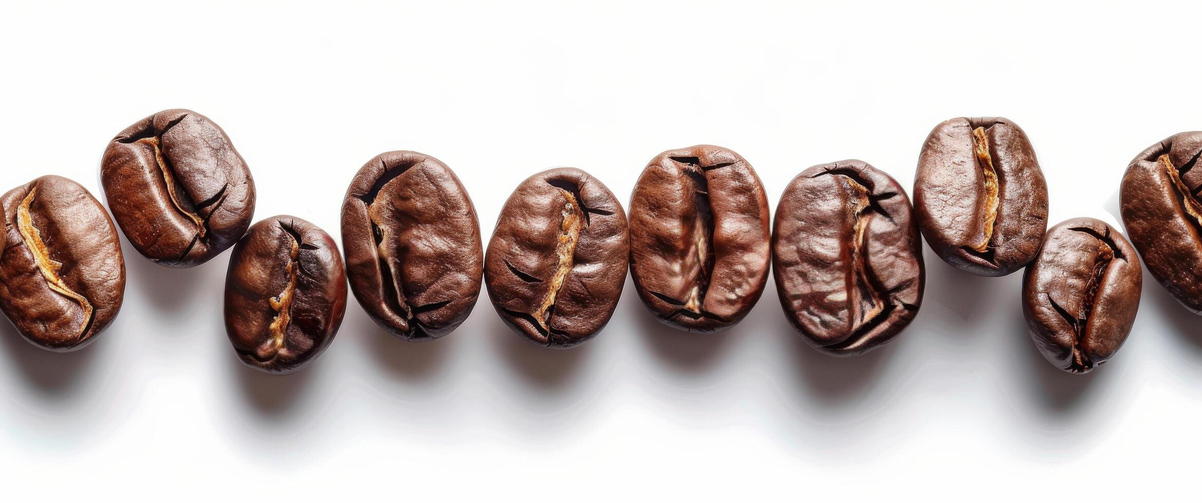 Roasted Coffee Beans Scattered on White Background photo