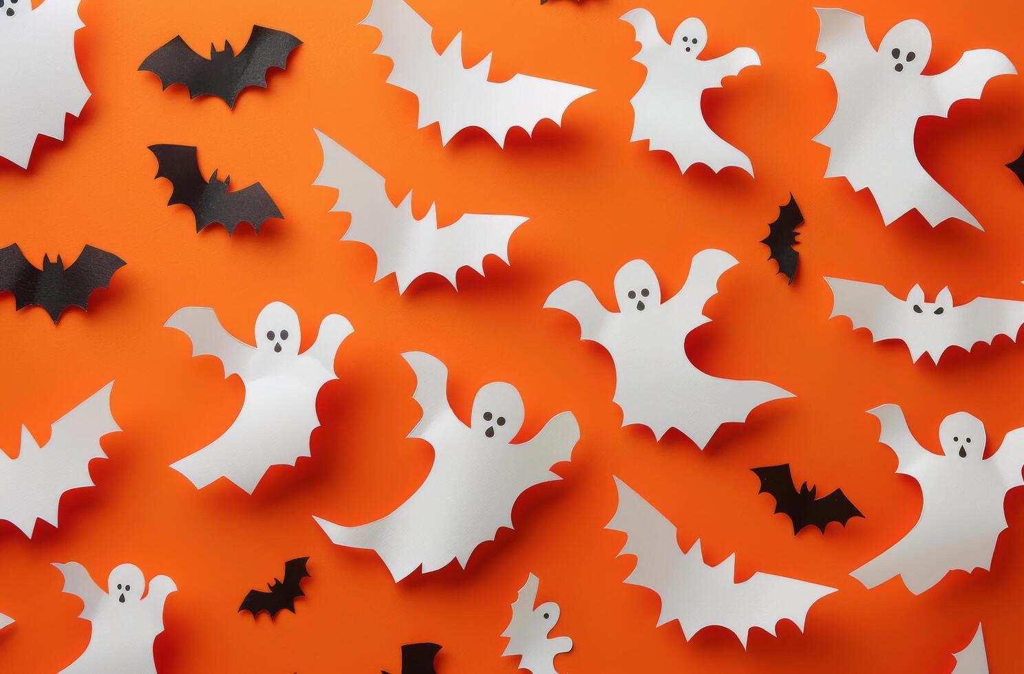 Paper Ghosts and Bats Halloween Decoration photo