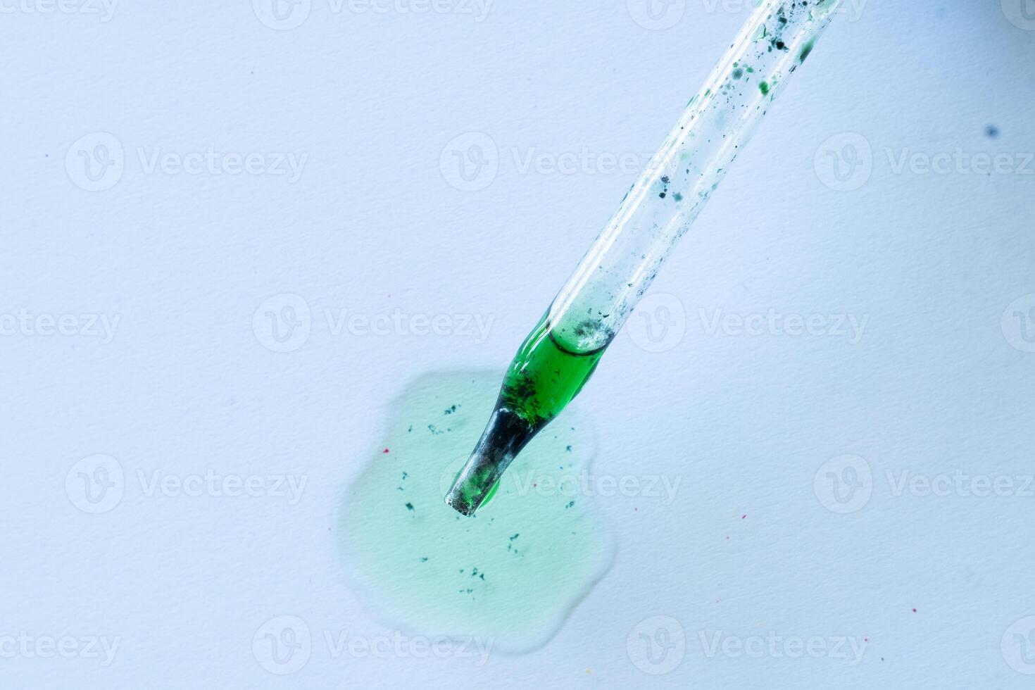 dropper pipette with green liquid isolated photo