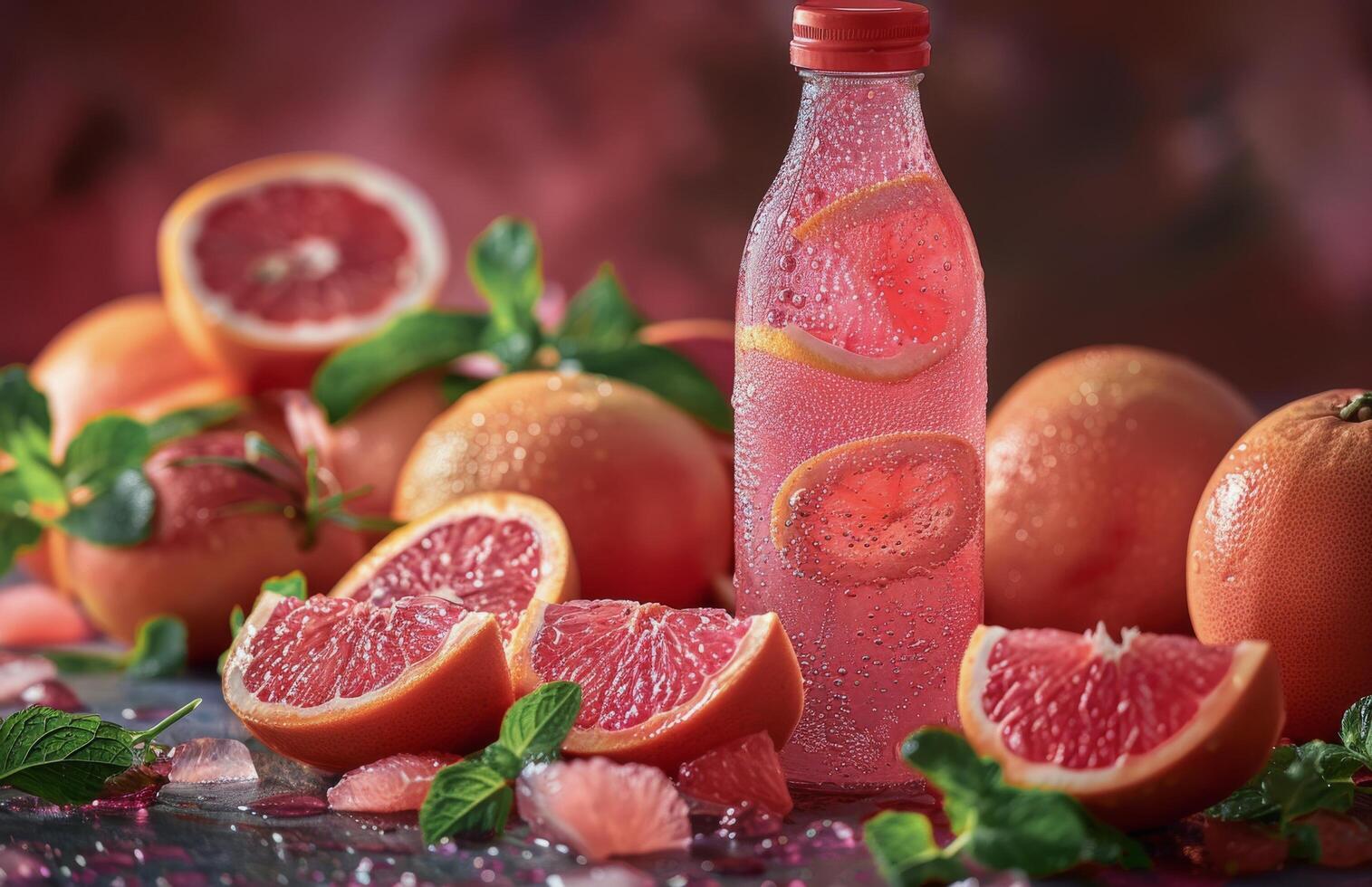 Pink Grapefruit and Refreshing Beverage in Warm Sunlight photo