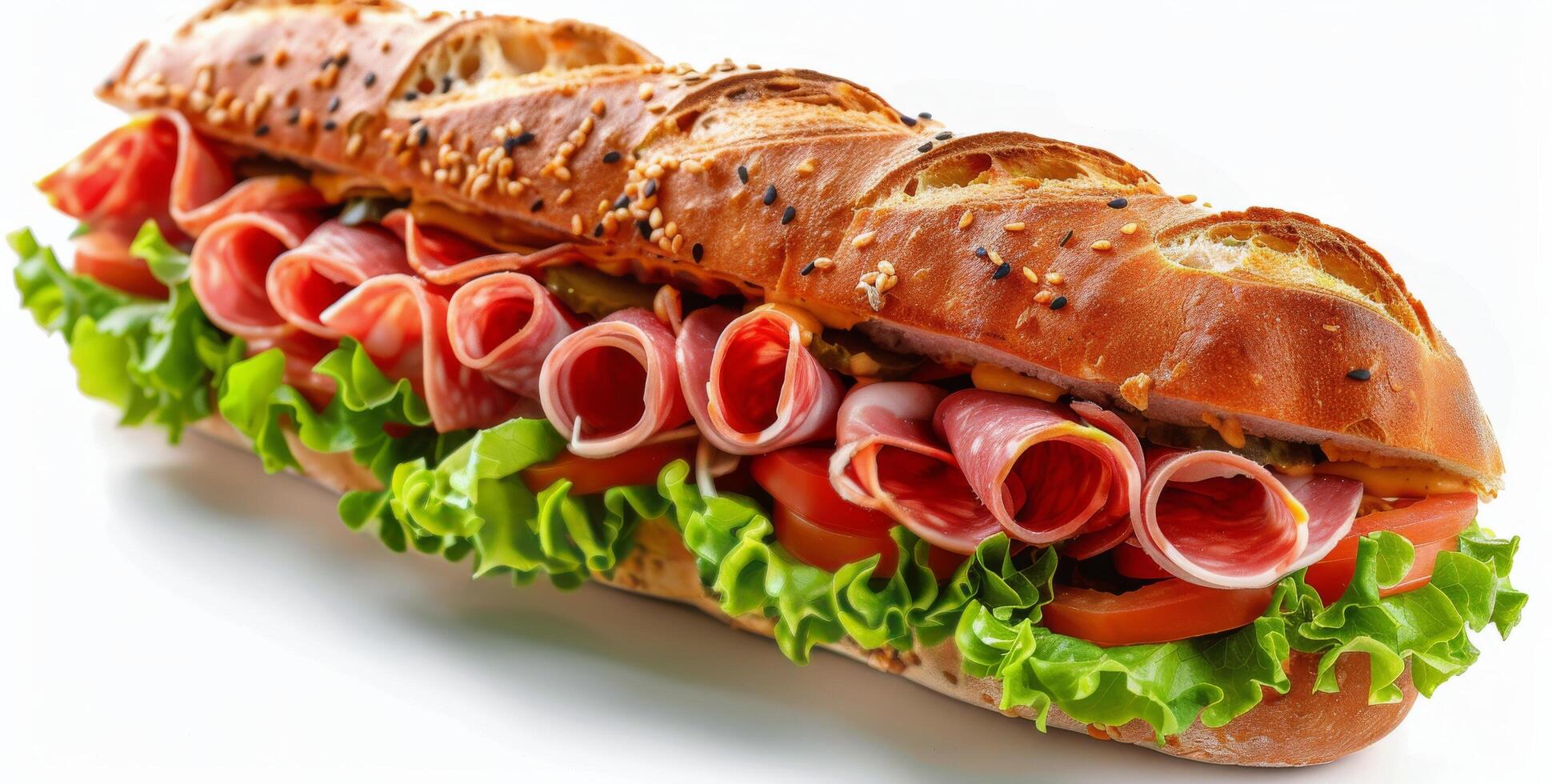 Freshly Made Bacon, Tomato, and Lettuce Sandwich on a Crusty Roll photo