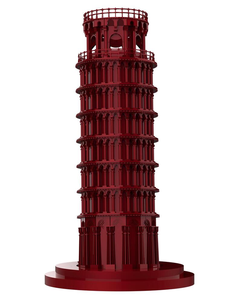 Leaning Tower of Pisa close-up scene isolated on background. Ideal for large publications or printing. 3d rendering - illustration photo