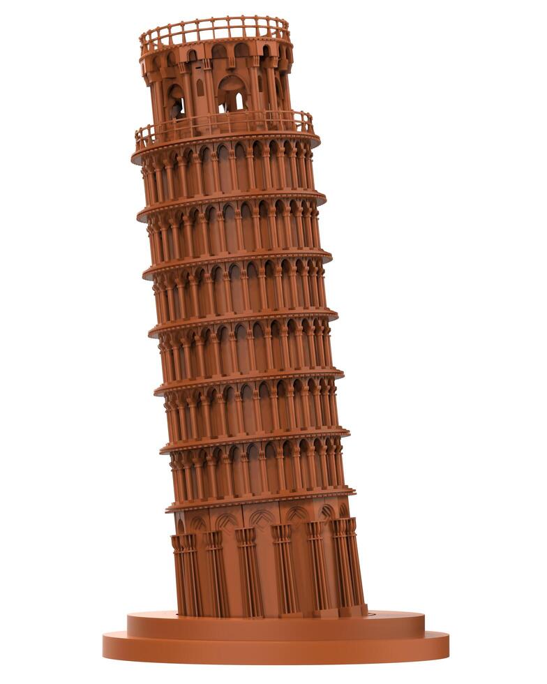 Leaning Tower of Pisa close-up scene isolated on background. Ideal for large publications or printing. 3d rendering - illustration photo