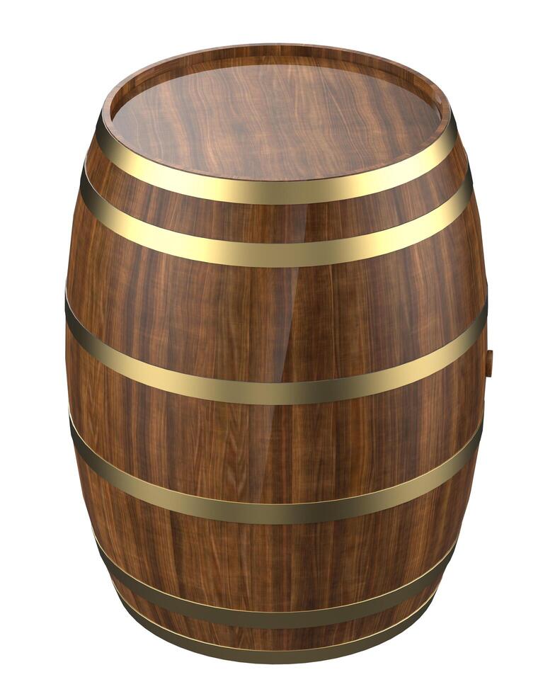 Whiskey barrel close-up scene isolated on background. 3d rendering - illustration photo
