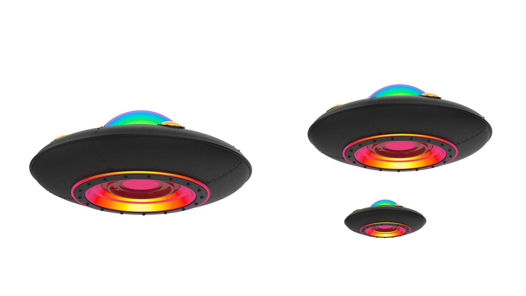 UFO close-up scene isolated on background. 3d rendering - illustration photo