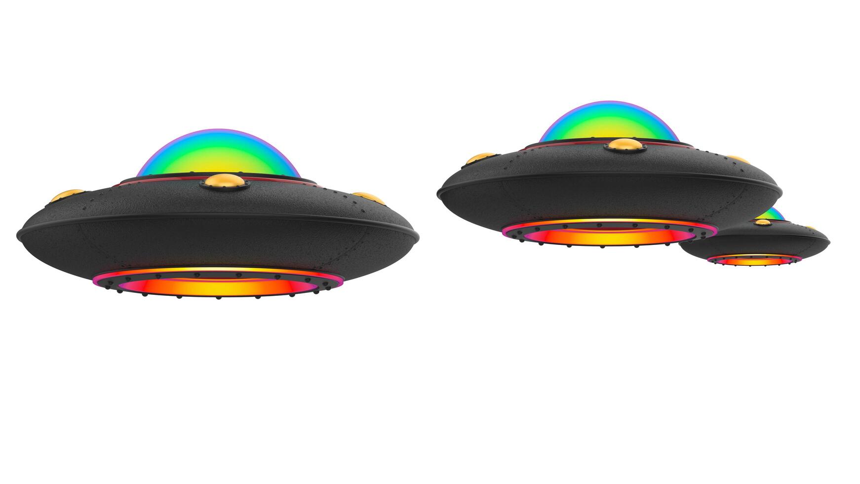 UFO close-up scene isolated on background. 3d rendering - illustration photo