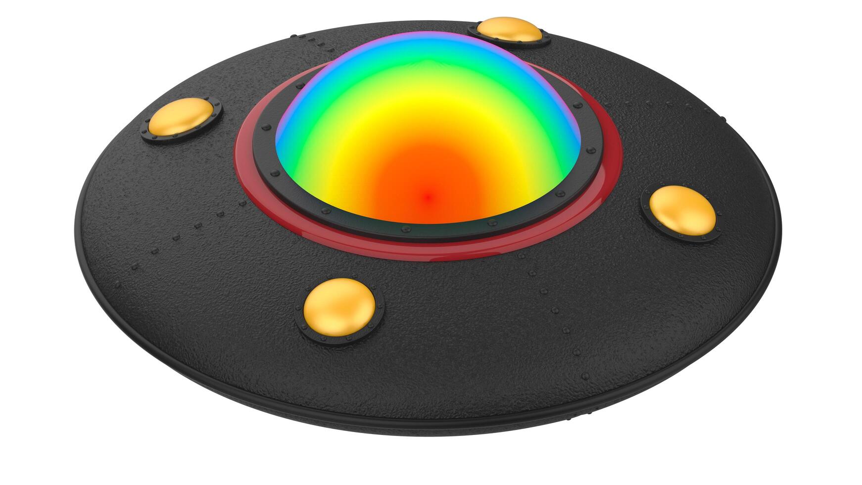 UFO close-up scene isolated on background. 3d rendering - illustration photo