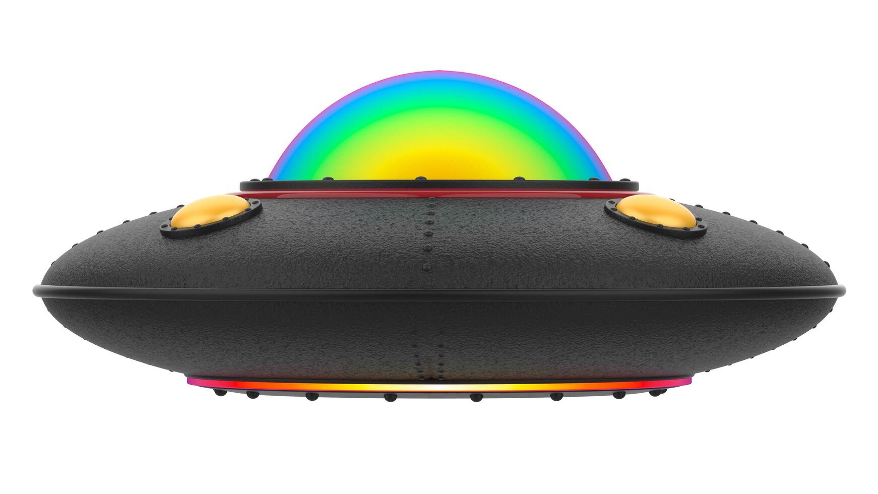 UFO close-up scene isolated on background. 3d rendering - illustration photo