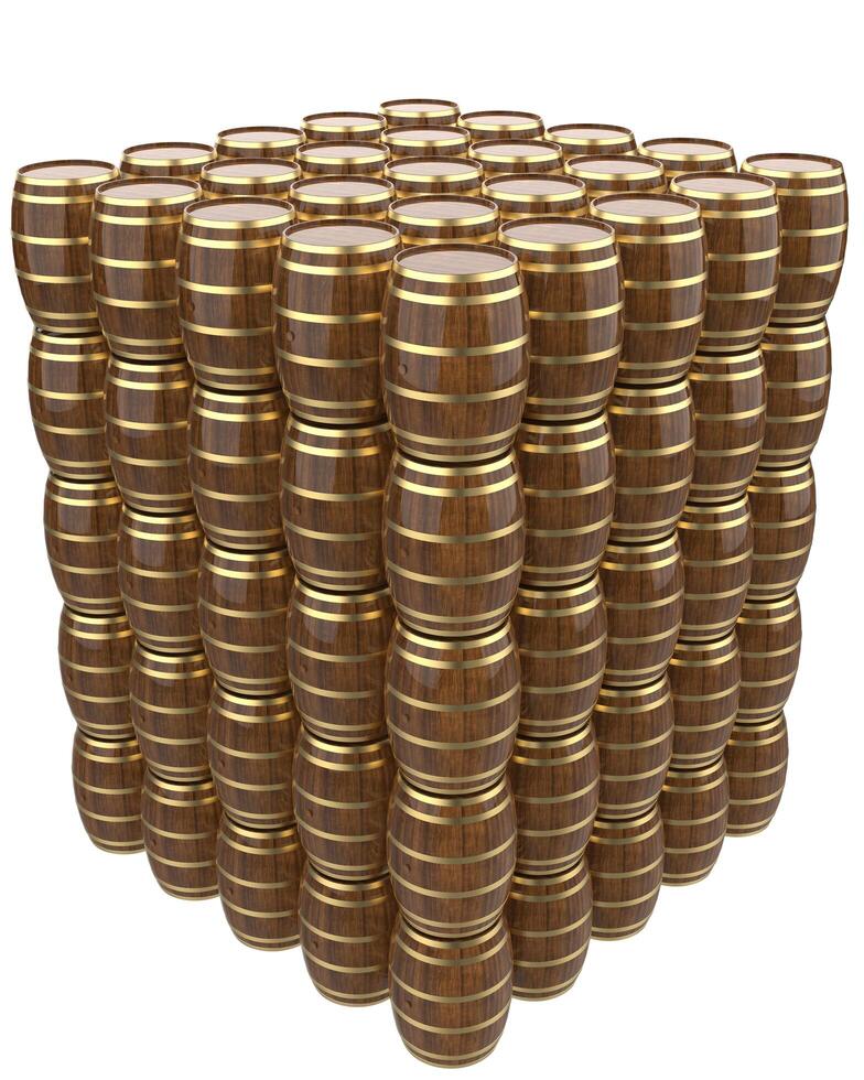 Whiskey barrel close-up scene isolated on background. 3d rendering - illustration photo