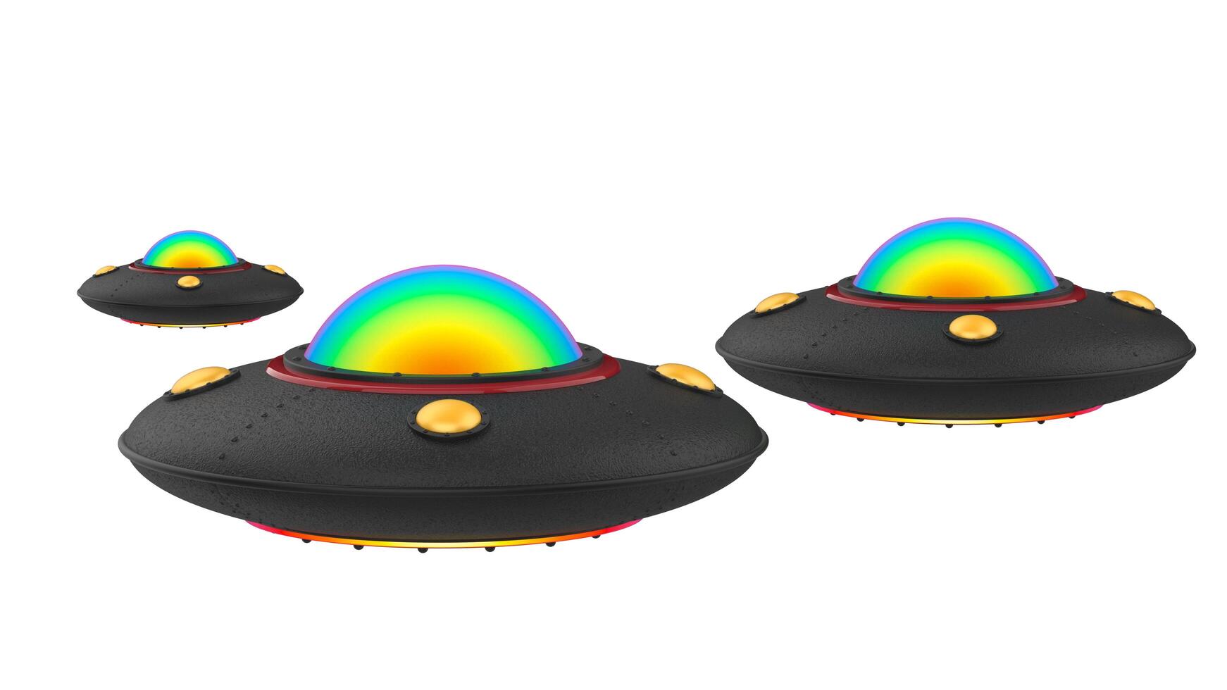 UFO close-up scene isolated on background. 3d rendering - illustration photo