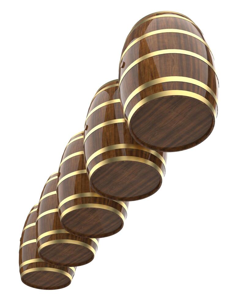 Whiskey barrel close-up scene isolated on background. 3d rendering - illustration photo