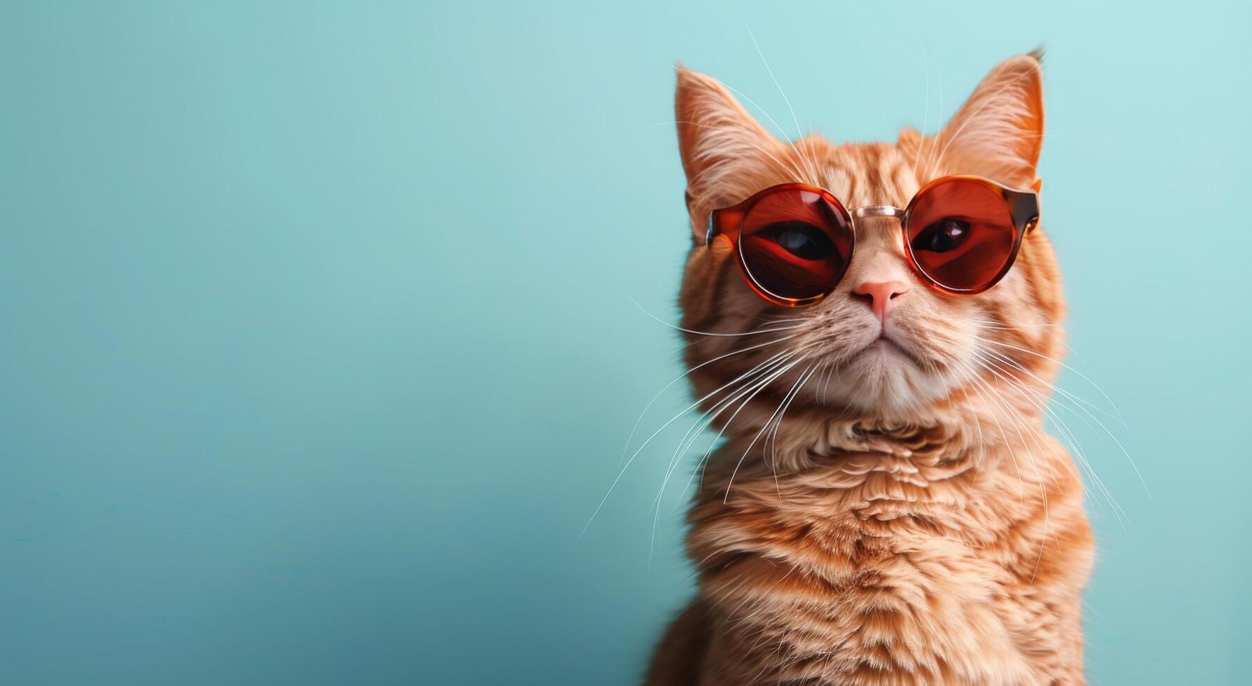 Cool Cat Wearing Sunglasses Against a Blue Background photo