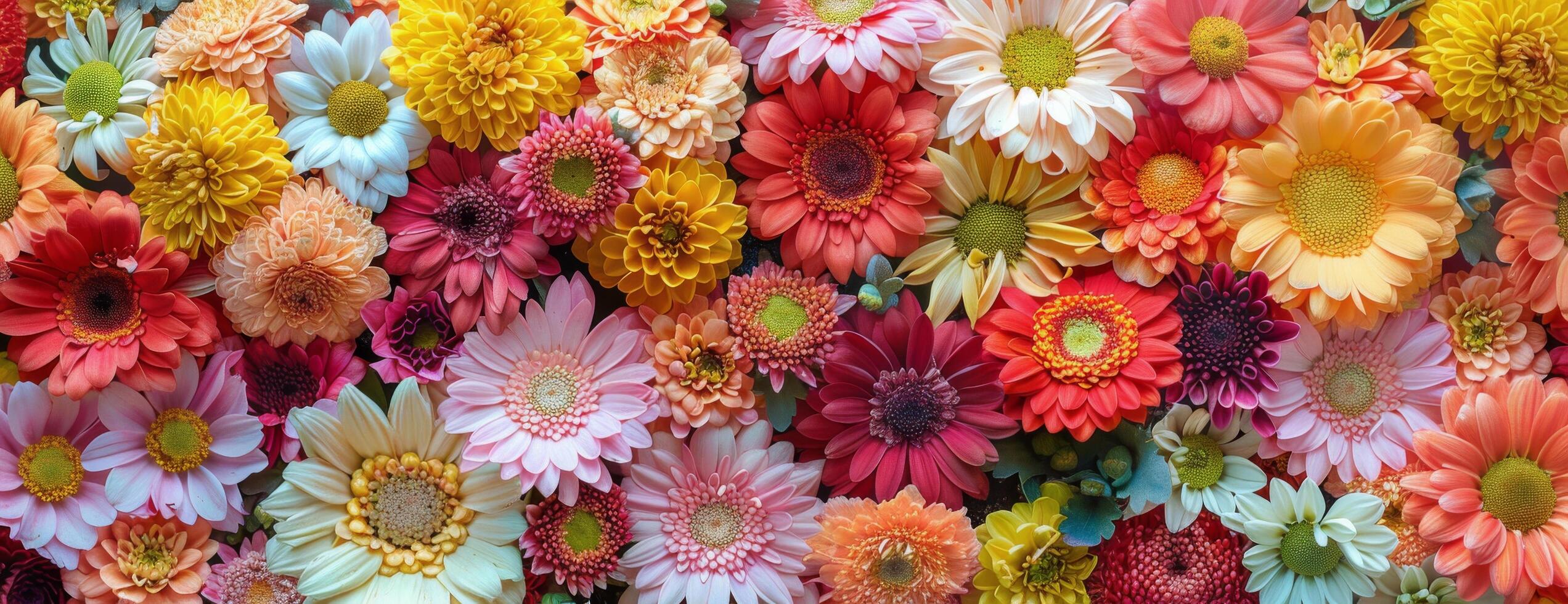 Closeup of Colorful Gerbera Daisies in Full Bloom photo