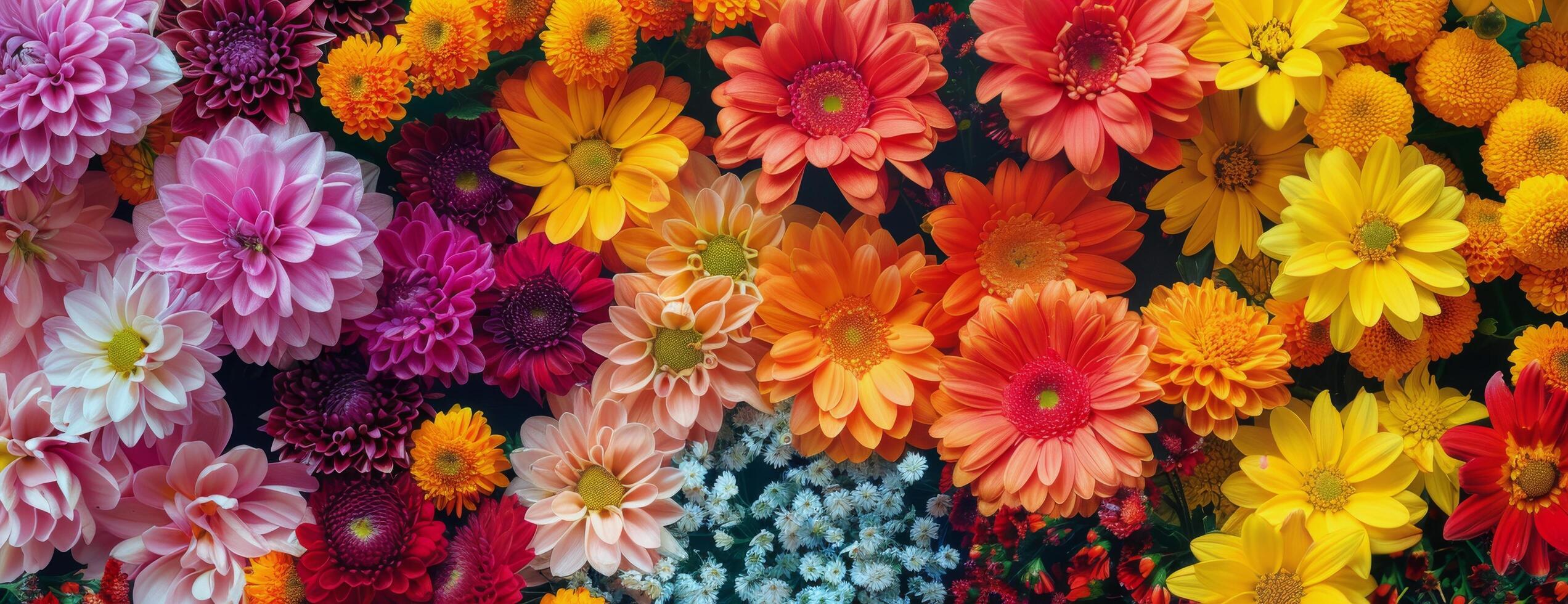 Closeup of Colorful Gerbera Daisies in Full Bloom photo