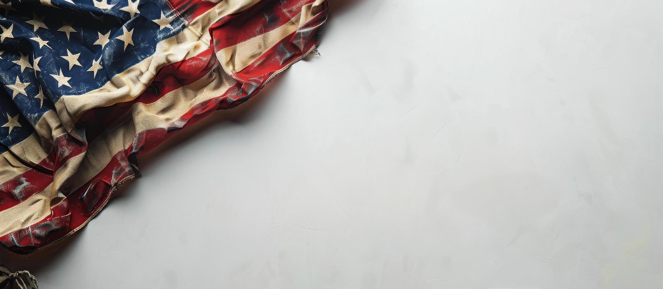 Worn American Flag With Sun Flare photo