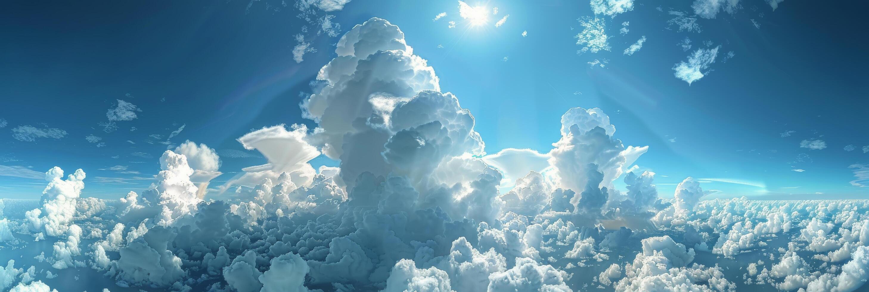 Aerial View of Cumulus Clouds on a Sunny Day photo