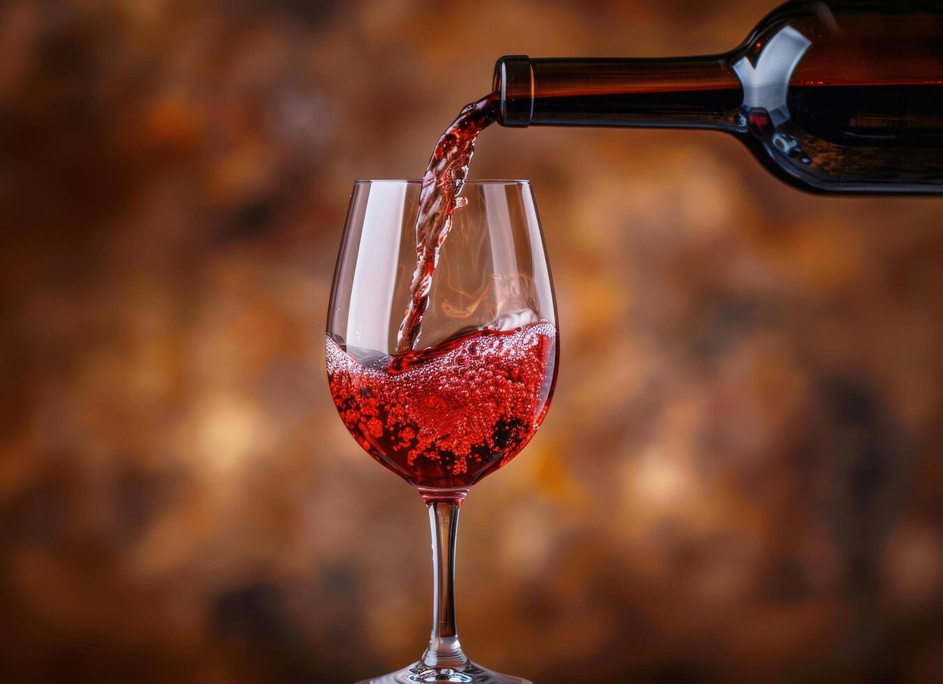 Red Wine Pouring Into Glass Against a Warm Background photo