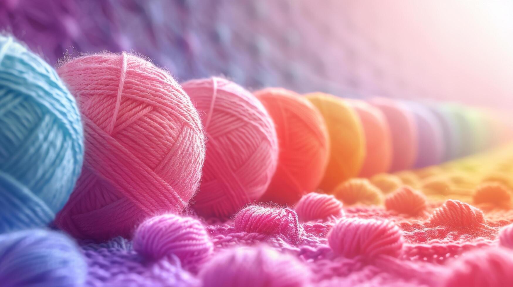 Group of Yarn Balls on Table photo