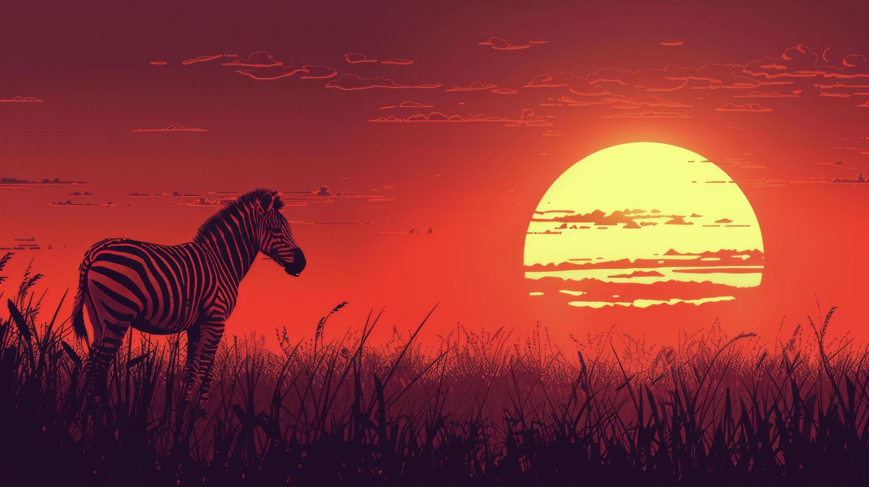 Zebra Standing in Field photo