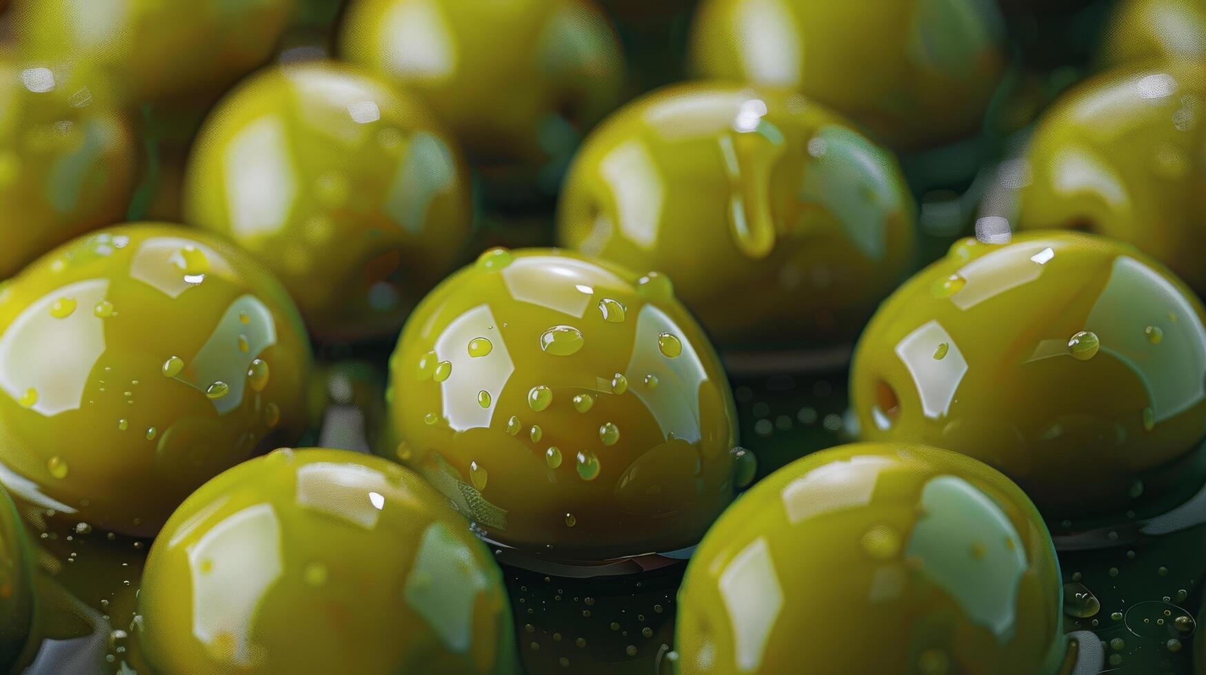 Fresh Green Olives With Water Drops photo