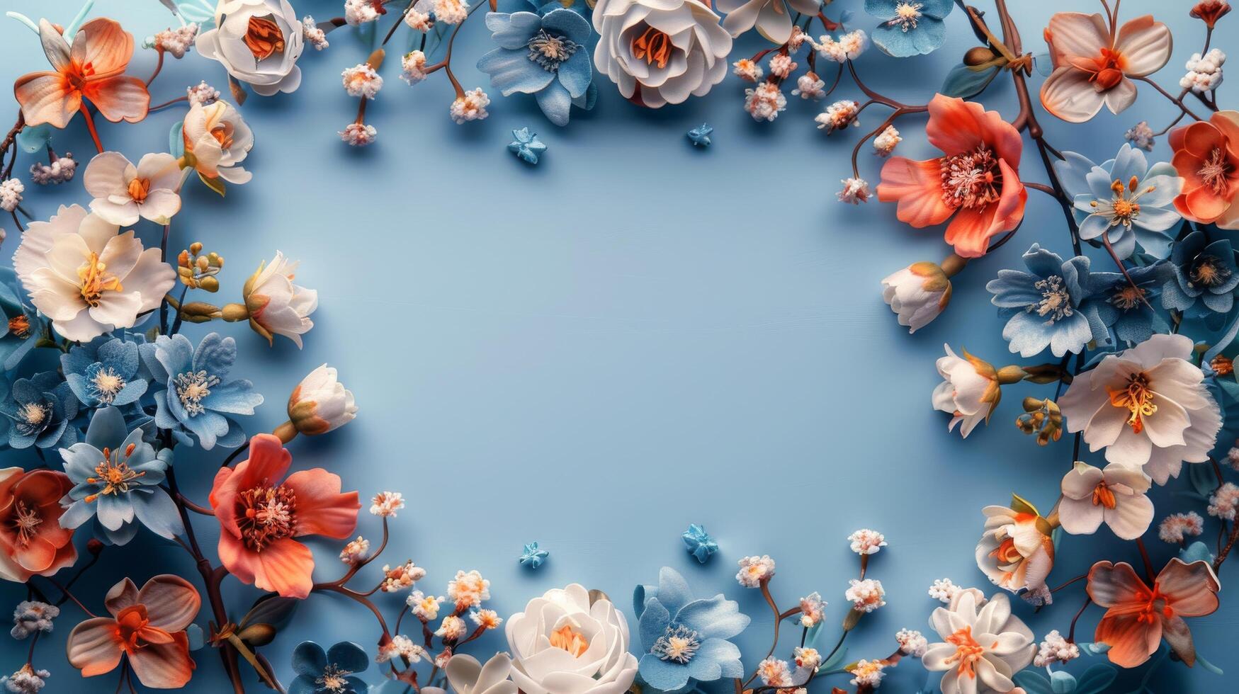 Arrangement of Flowers on Blue Surface photo