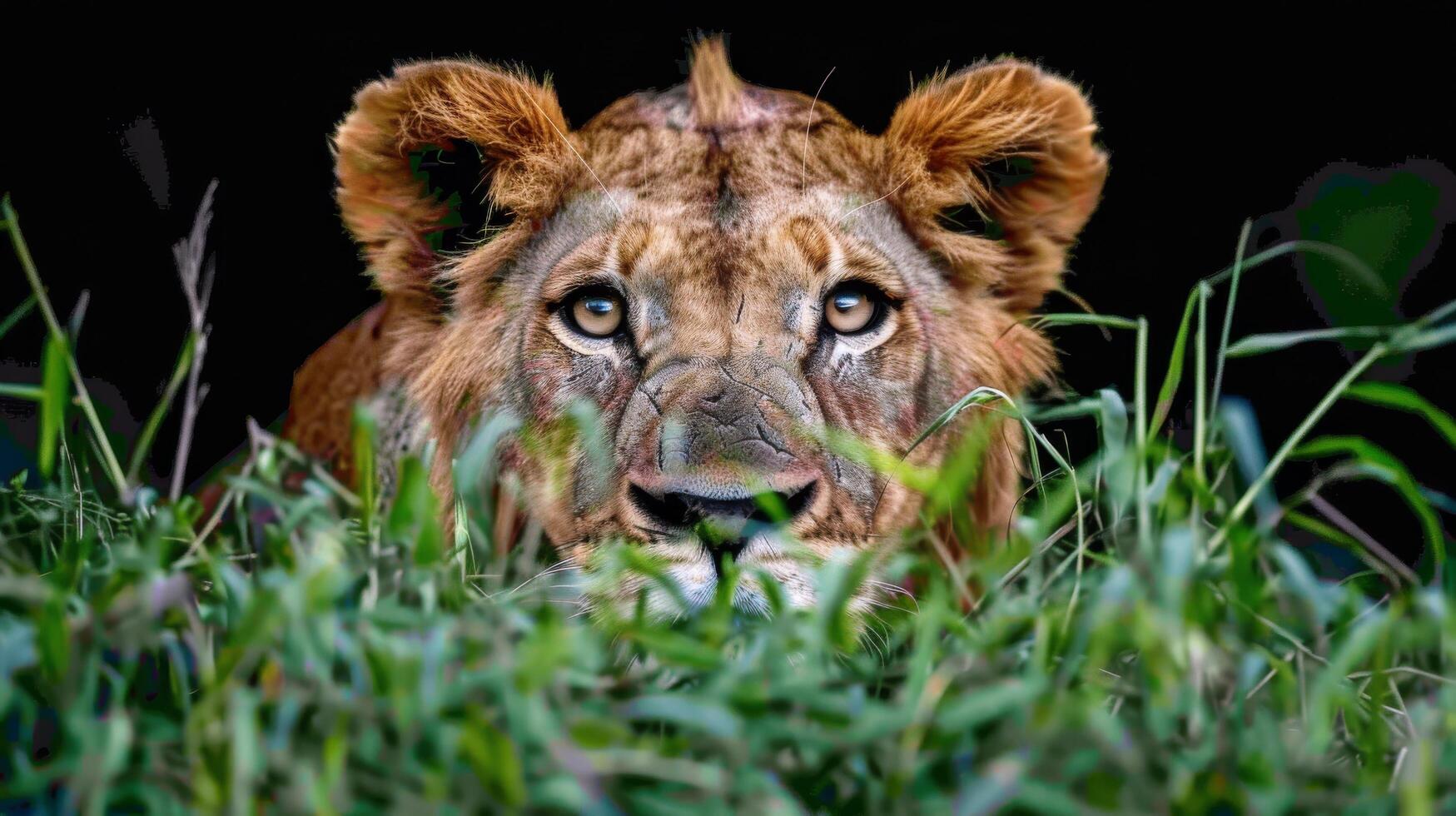 Lion Laying in Grass photo