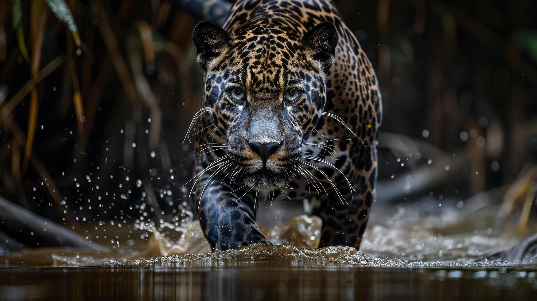 Jaguar Walking in Water photo