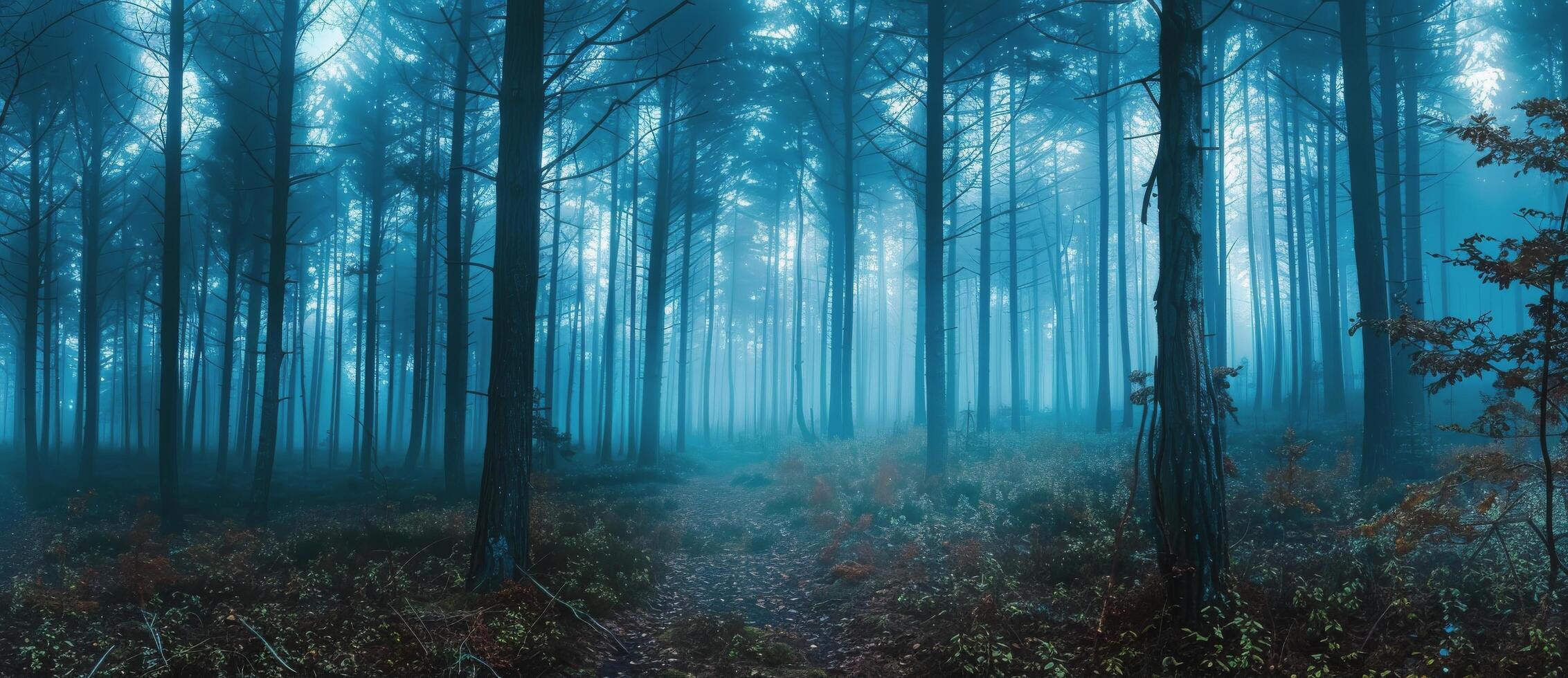 A Misty Forest Path in the Early Morning photo