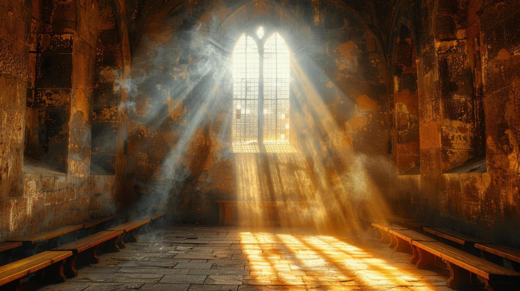 Sunlight Streaming Through Church Windows photo