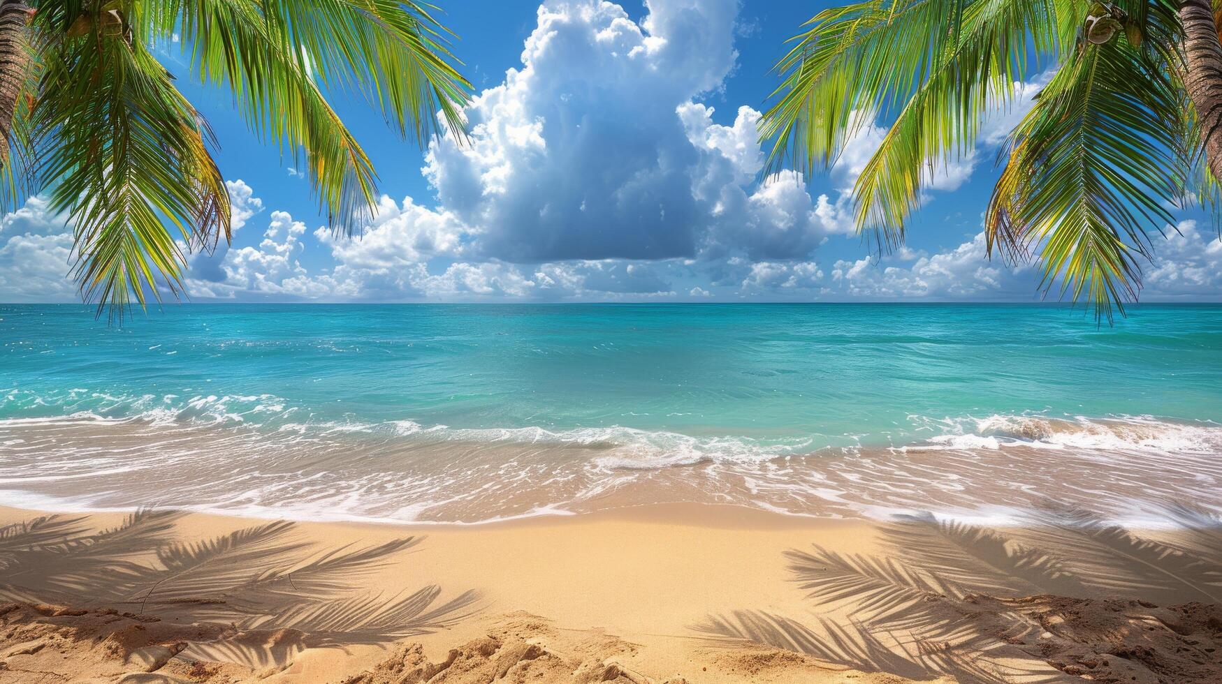 Palm Trees and Ocean at Beach photo