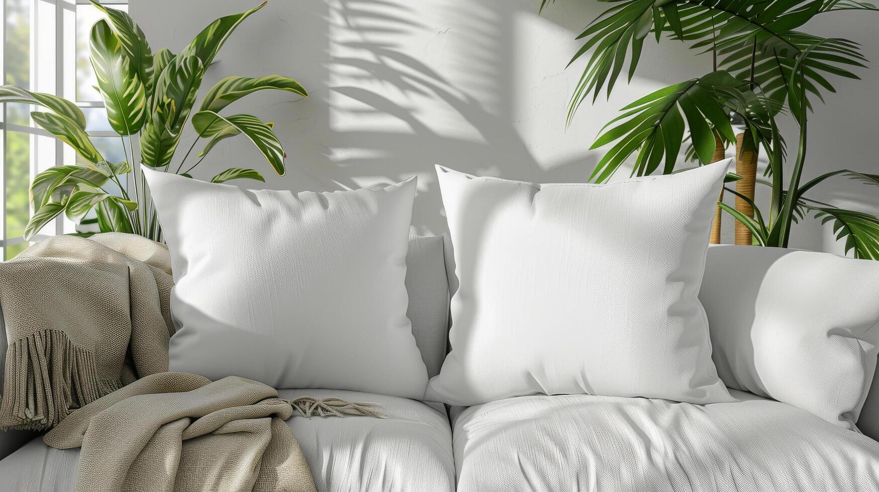 Two Pillows on Bed photo