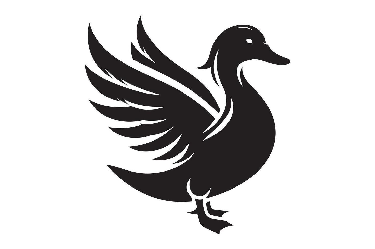 Duck silhouette Illustration, simple art style vector