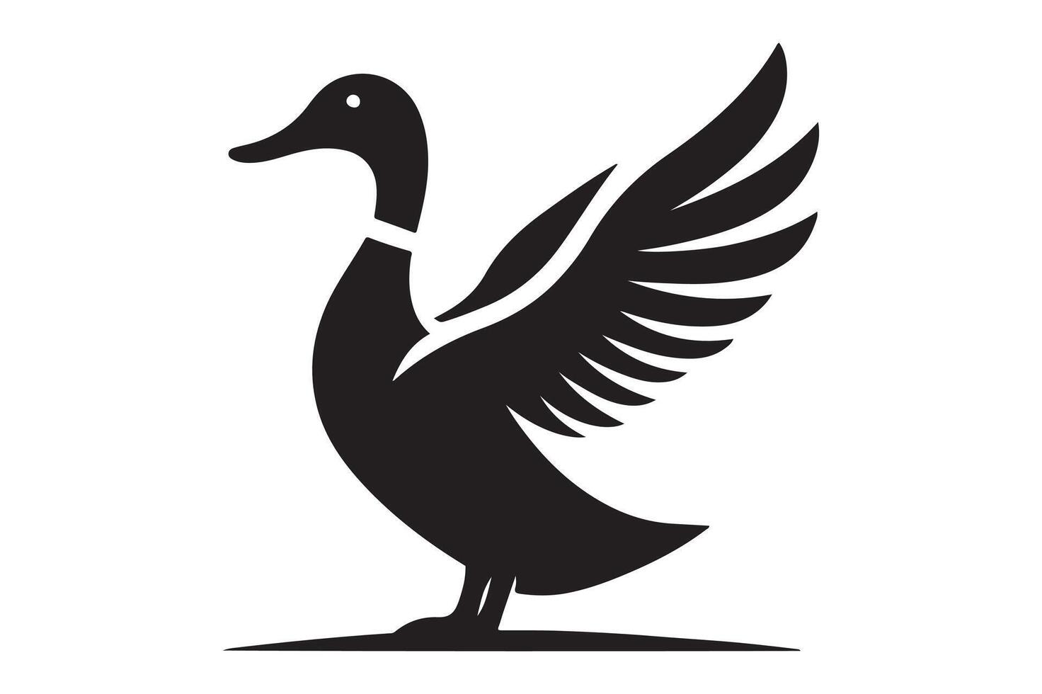 Duck silhouette Illustration, simple art style vector