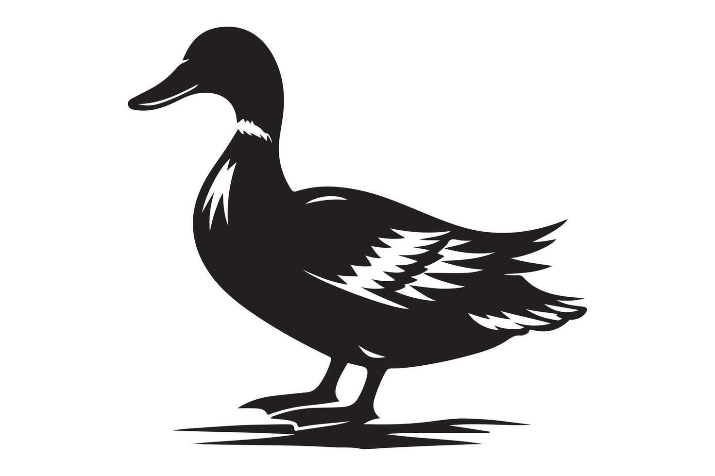 Duck silhouette Illustration, simple art style vector